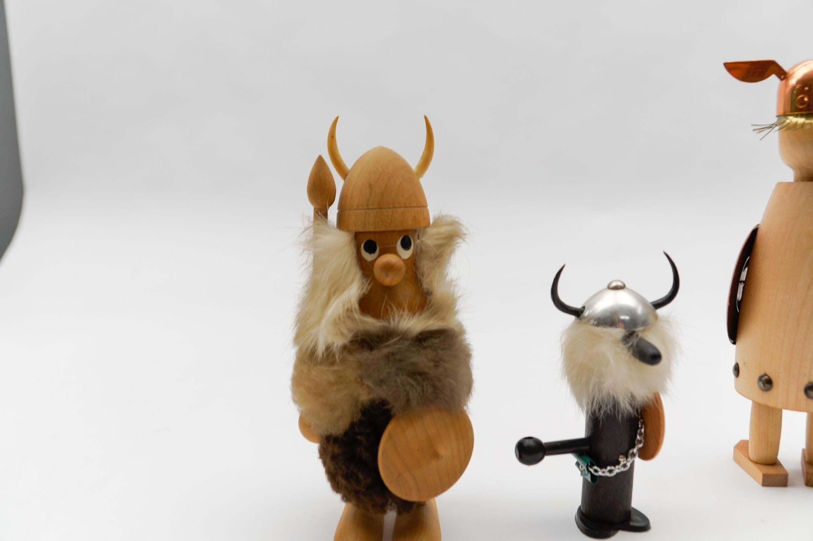 photo buy Lovely Set Of 6 Scandinavian Wooden Danish Vikings, 1950s