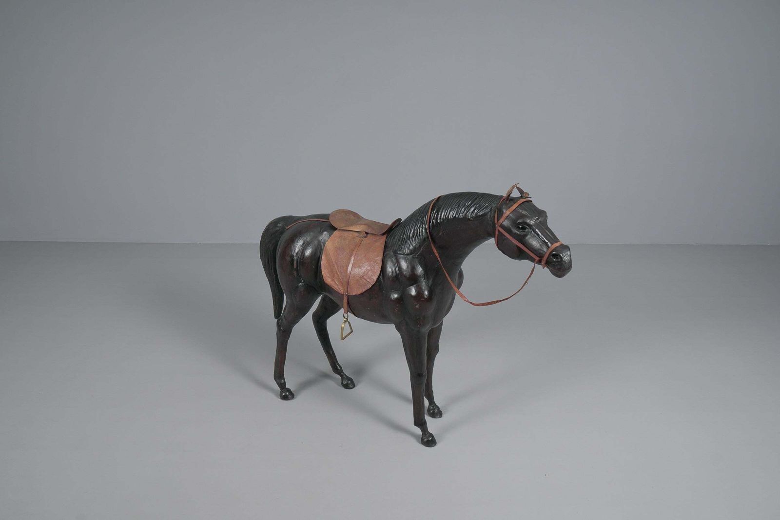 Extremely Rare, Huge Lifelike Horse Made Of Leather, 1960s photo Art