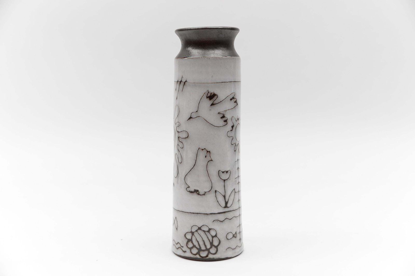 Studio Ceramic "Summer Time" Sun And Birds Vase By Wilhelm & Elly Kuch, 1960s photo vinterior