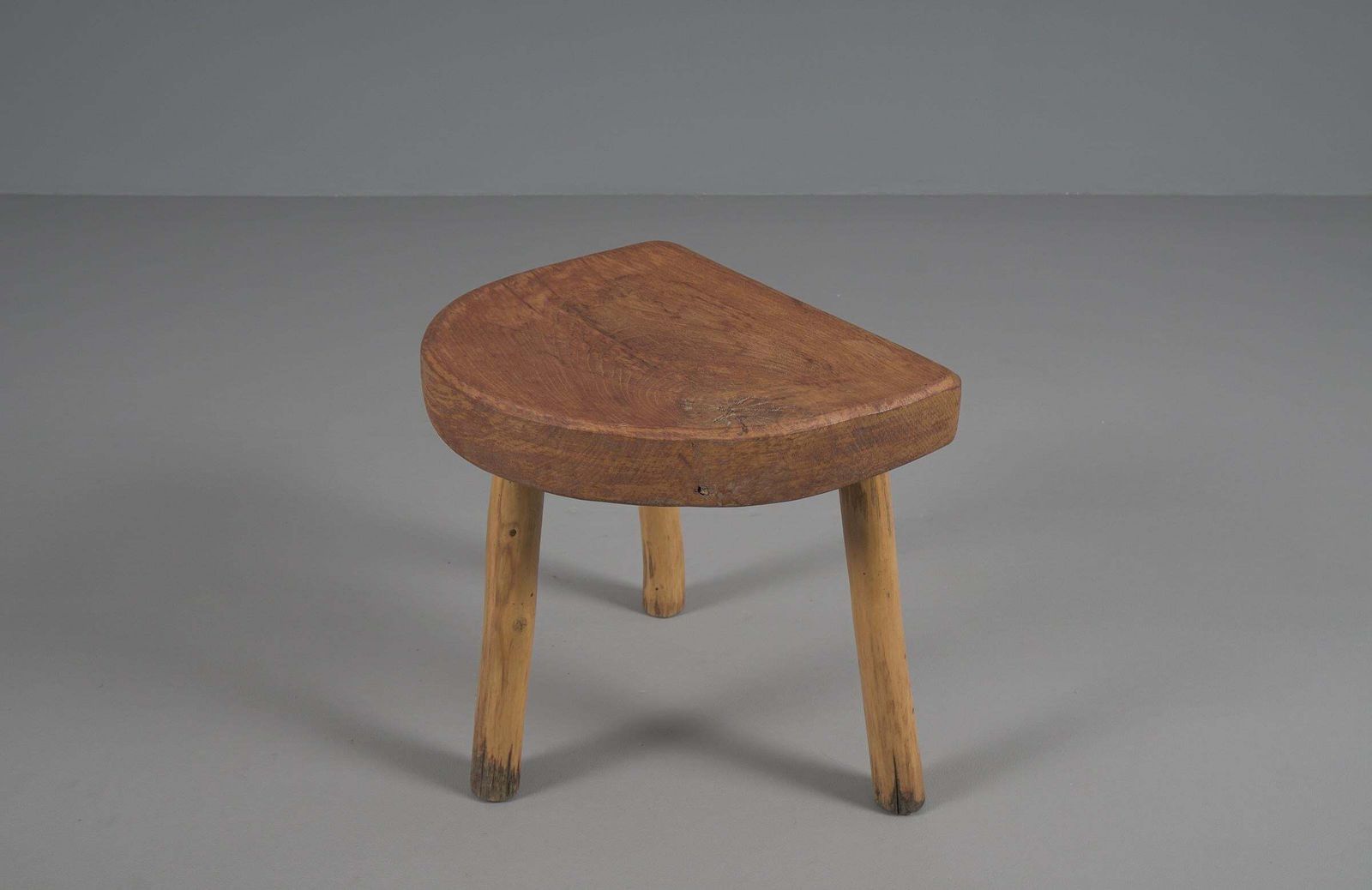 Mid Century Modern Massive Oak Stool, 1960s, France photo vintage