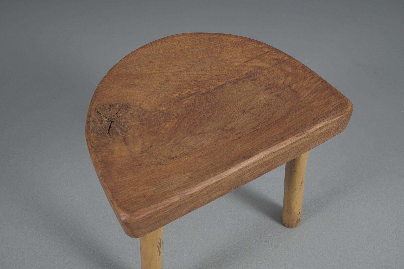 photo vinterior Mid Century Modern Massive Oak Stool, 1960s, France