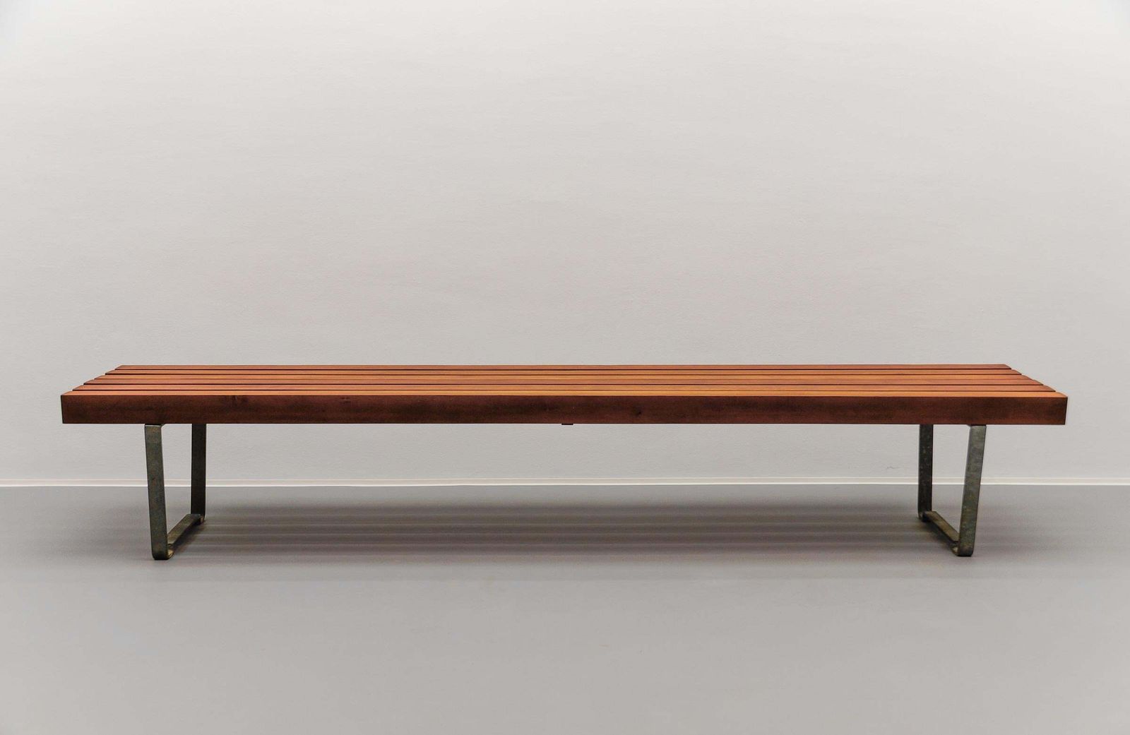 Large And Massive Wood Slatted Bench From The 1960s, Scandinavian photo furniture