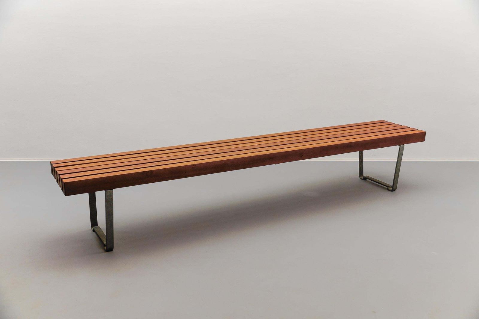 Large And Massive Wood Slatted Bench From The 1960s, Scandinavian photo 2208.0