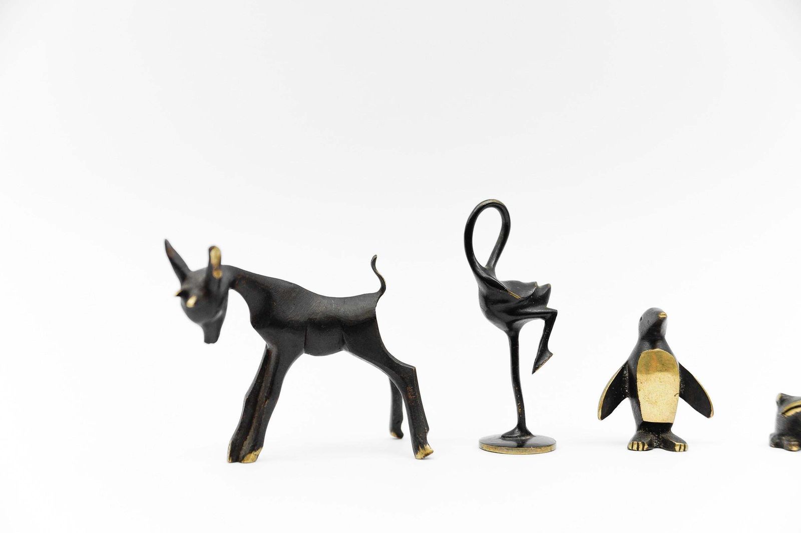 Set Of 7 Mid Century Modern Massive Brass Animals, Austria, 1960s photo Art