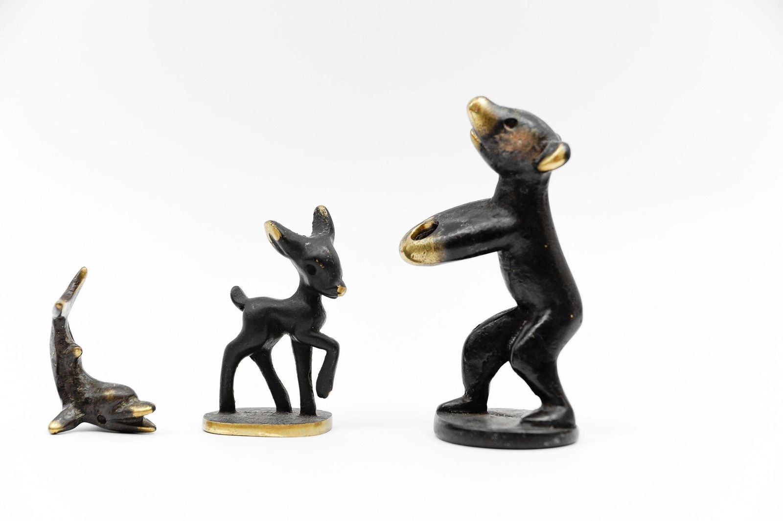 Set Of 7 Mid Century Modern Massive Brass Animals, Austria, 1960s photo vinterior