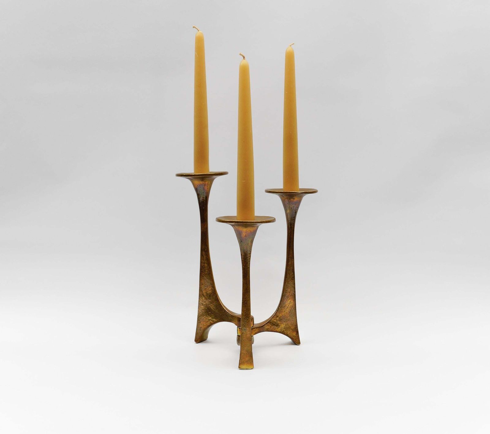 Mid Century Modern Handmade Massive Brass Candle Holder By Michael Harjes 1960s photo Home Decor