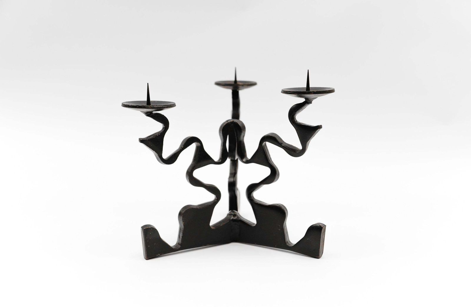 Hand Forged Iron Design Sculpture Candle Holder, 1960s photo furniture