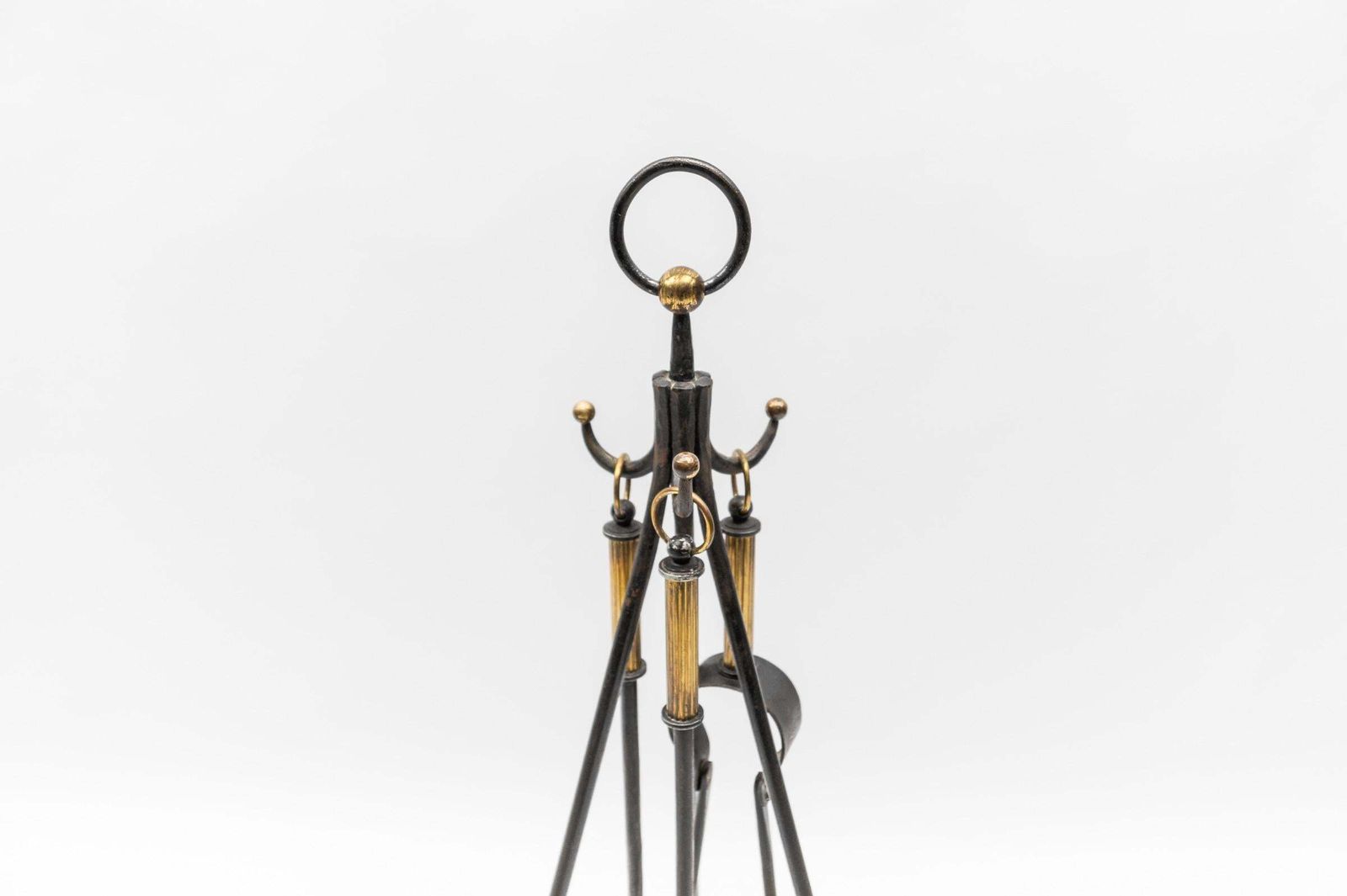 Hand Forged Tripod Iron And Brass Stand With Fireplace Tools, Austria, 1950s photo vinterior