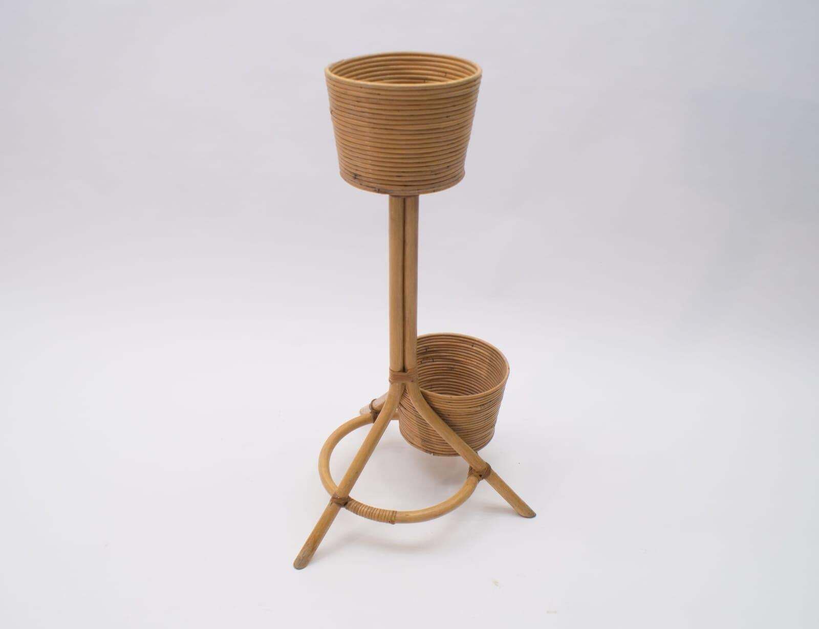 Italian Bamboo And Rattan Flower Stand Or Plant Holder, 1950s photo 510.0