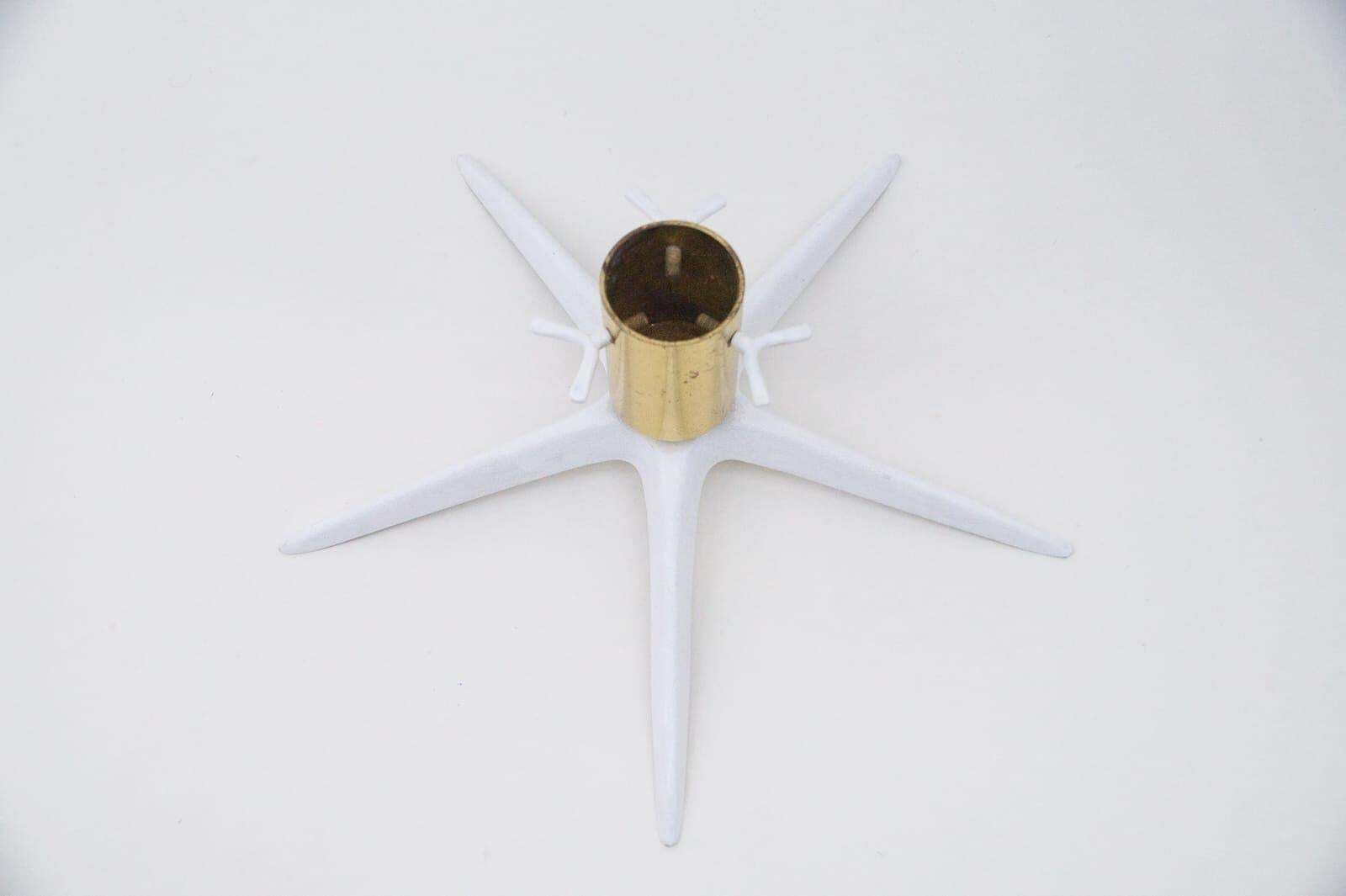 Very Elegant Mid Century Modern Brass And Metal Christmas Tree Stand, 1950s photo Home Decor