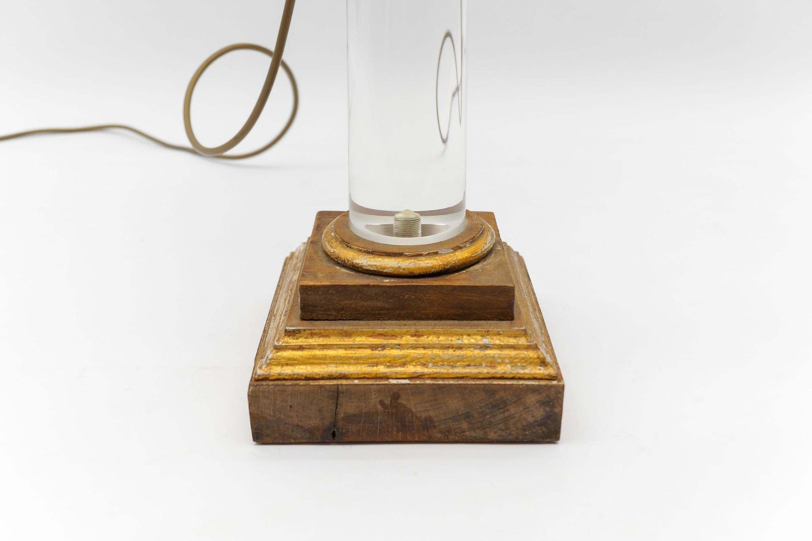 Italian Mid Century Modern Acrylic & Wood Table Lamp Base, 1960s Italy photo buy