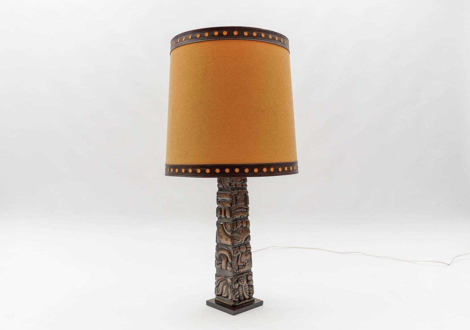 Hand Carved Wooden Mayan Totem Table Lamp By Temde Honduras, Switzerland 1960s photo furniture