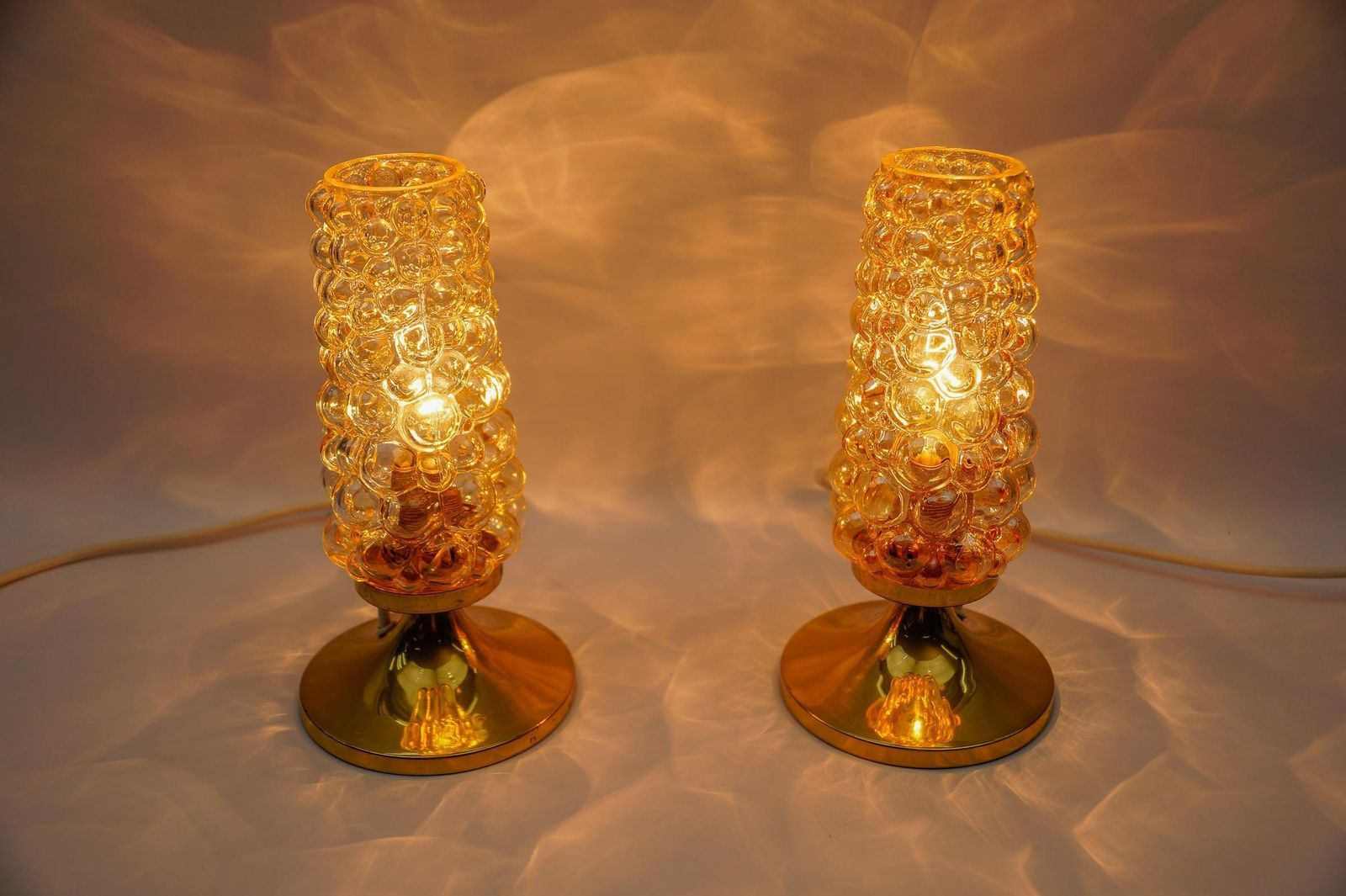 Pair Of Bubble Glass Table Lamps By Helena Tynell, 1960s photo vintage