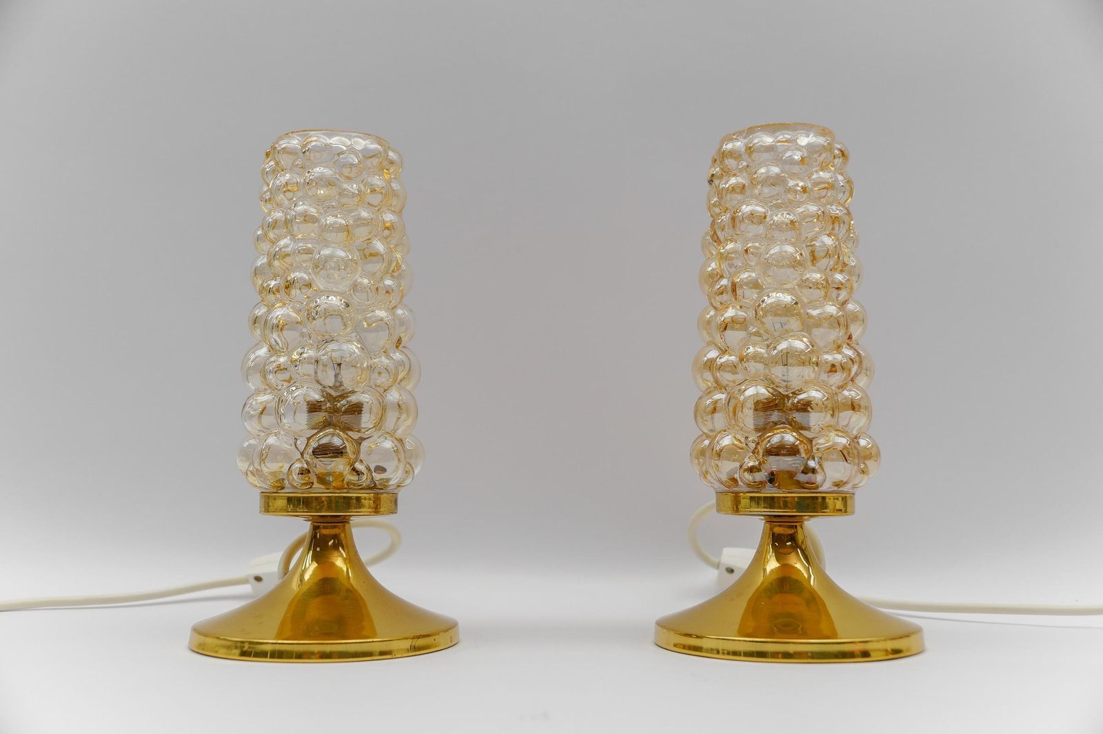 photo for sale Pair Of Bubble Glass Table Lamps By Helena Tynell, 1960s