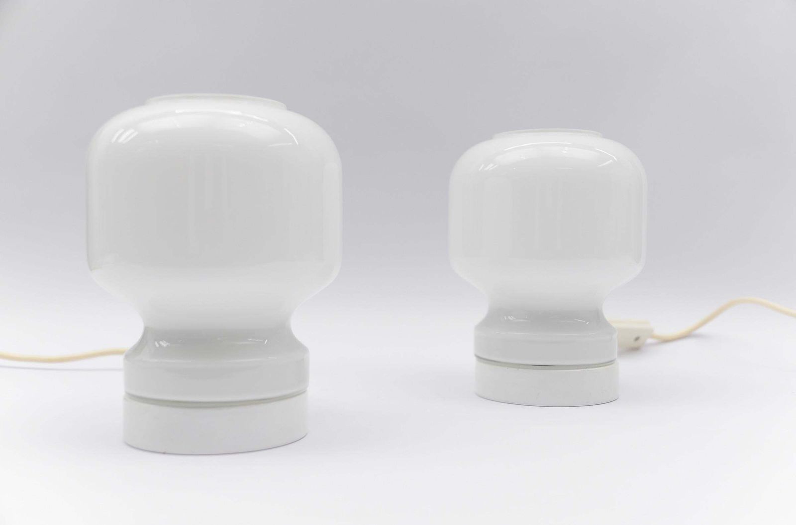 Lovely Pair Of Mid Century Modern Opal Glass Table Lamps, 1960s photo furniture