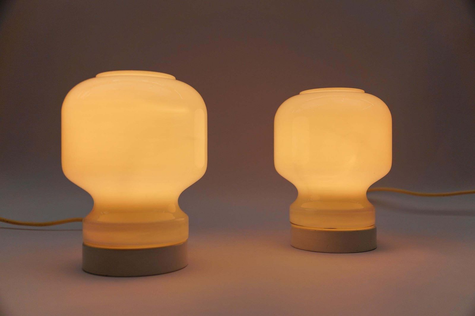 Lovely Pair Of Mid Century Modern Opal Glass Table Lamps, 1960s photo 679.0