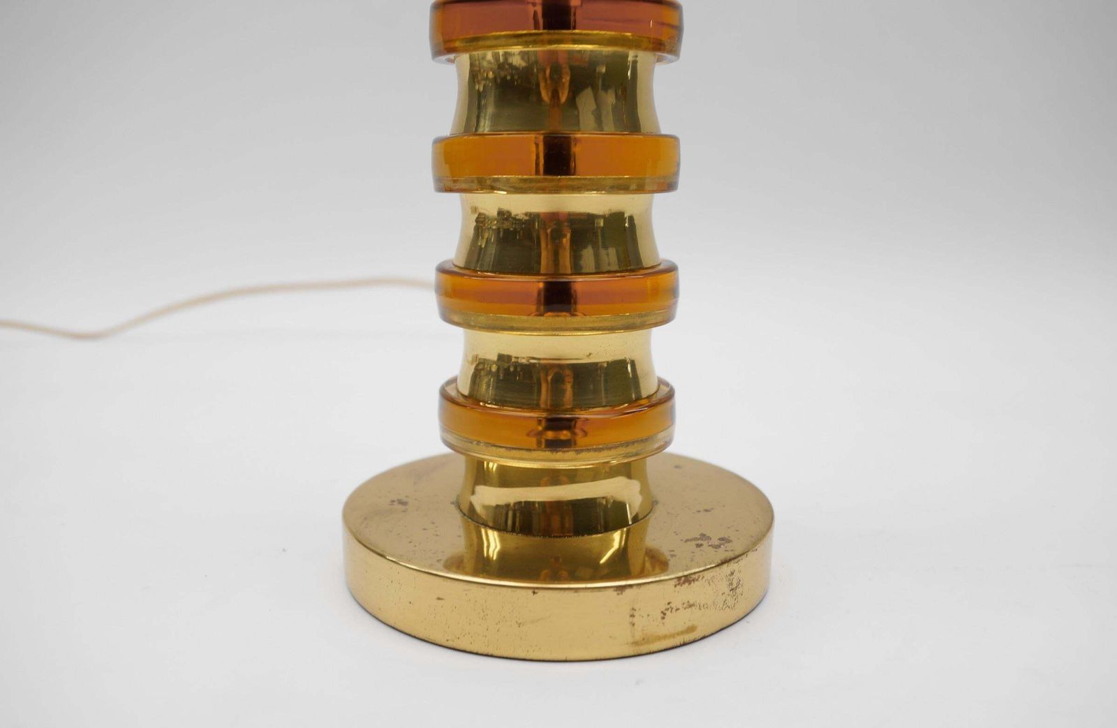 Mid Century Modern Gold Orange Swirls Table Lamp Base, 1960s Germany photo buy