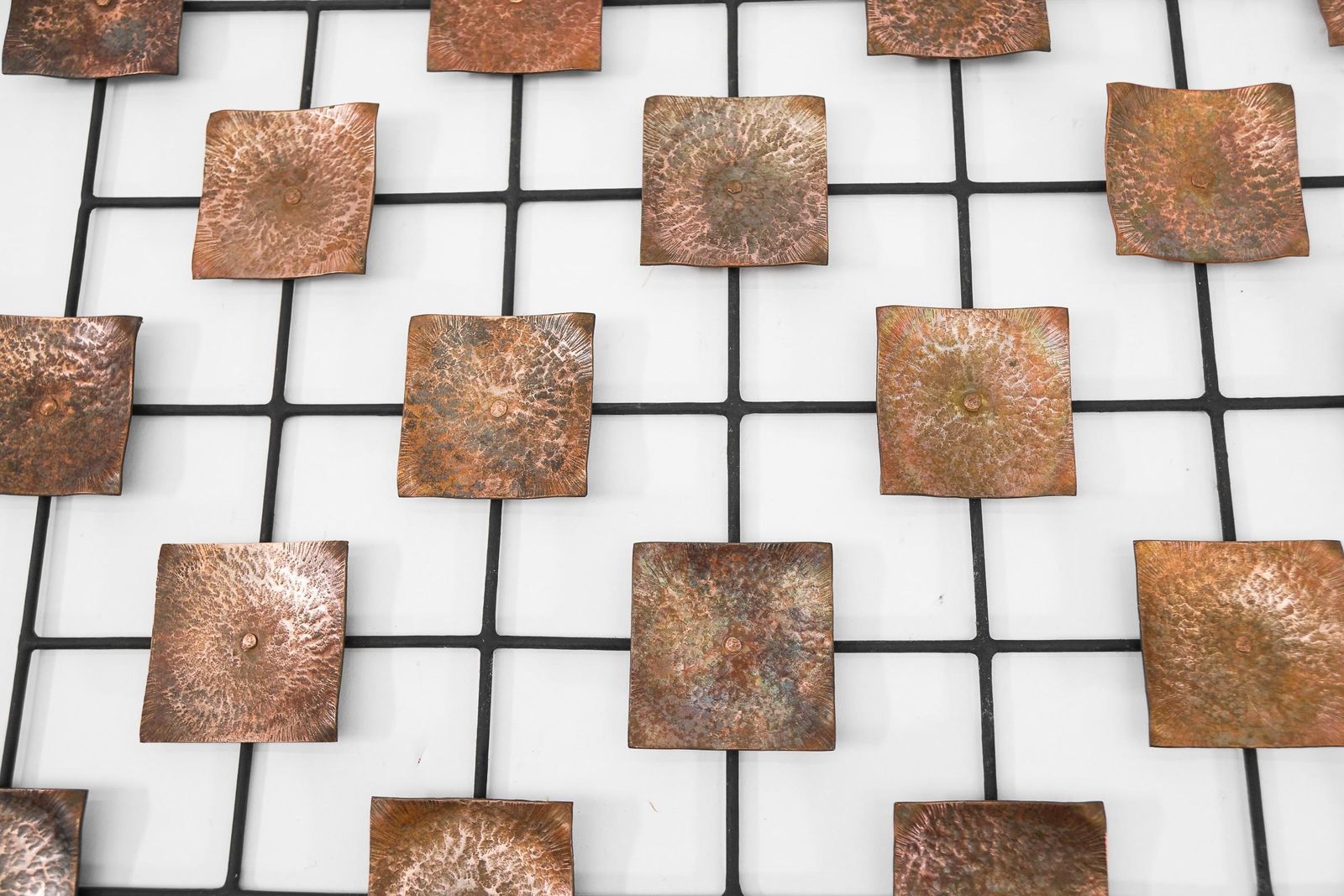 Hang Finished Artist Mural Made Of Copper Elements On A Metal Lattice Frame photo 1486.0