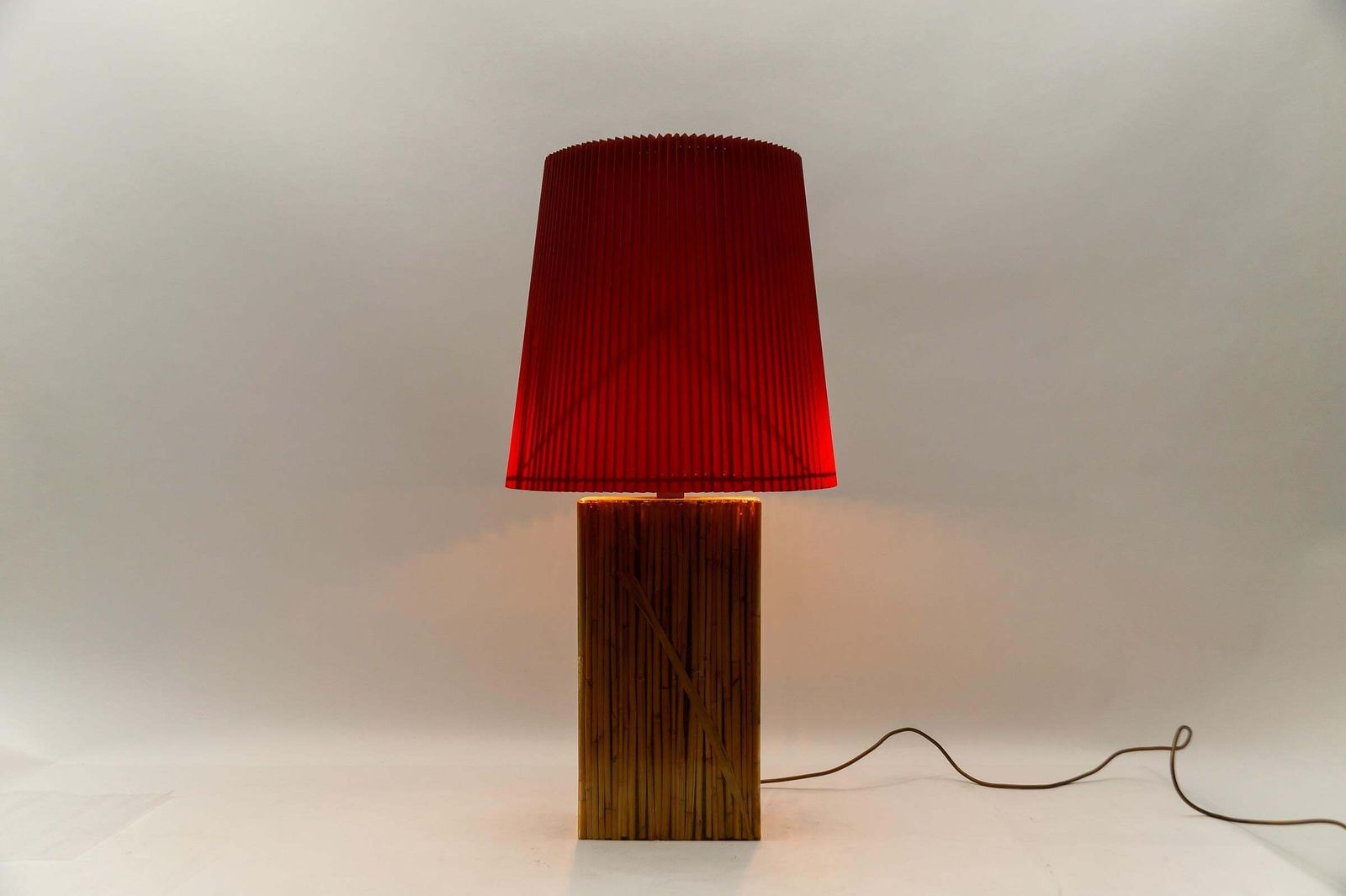 Large Riccardo Marzi Bamboo Resin Table Lamp, 1970s Italy photo furniture