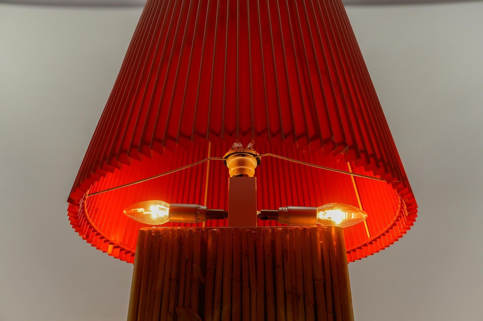 Large Riccardo Marzi Bamboo Resin Table Lamp, 1970s Italy photo vinterior