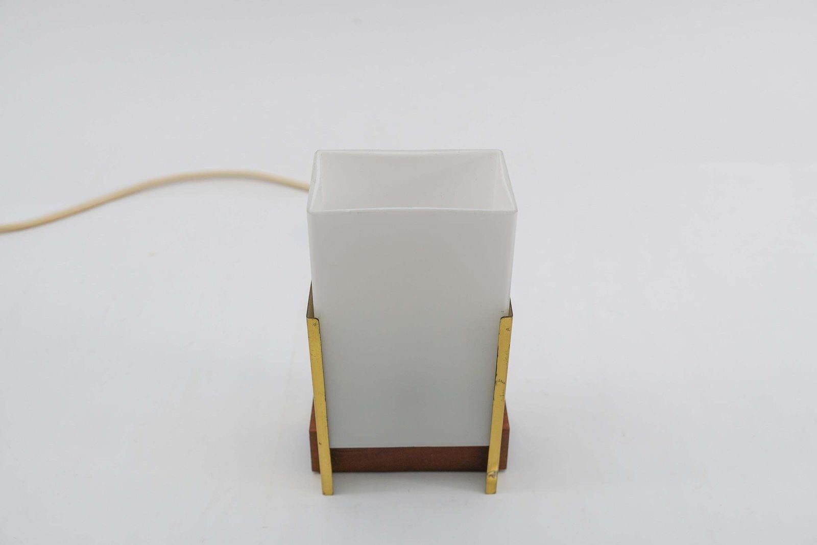 photo furniture Scandinavian Table Lamp Made In Teak, Opal Glass And Brass, 1960s
