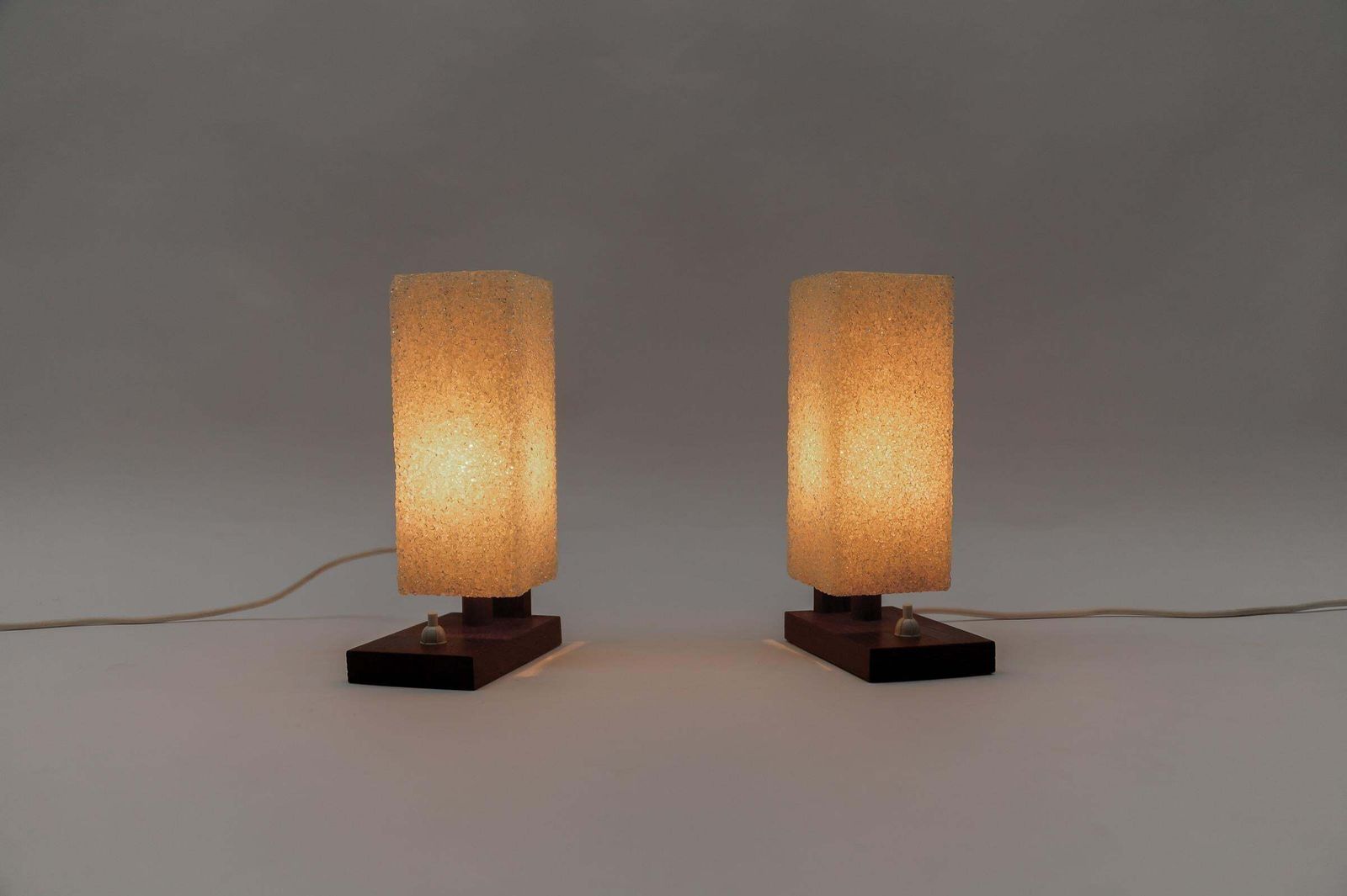 A Pair Of Scandinavian Table Lamps Made In Teak And Acrylic Granulate, 1960s photo 637.0