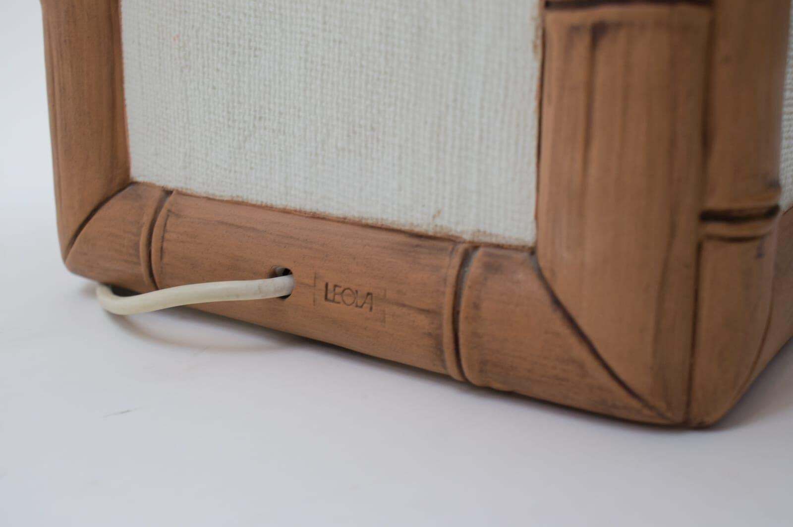 Lighting Ceramic Table Lamp With Cork Shade In Japan Bamboo Look By Leola, 1970s, Germany photo