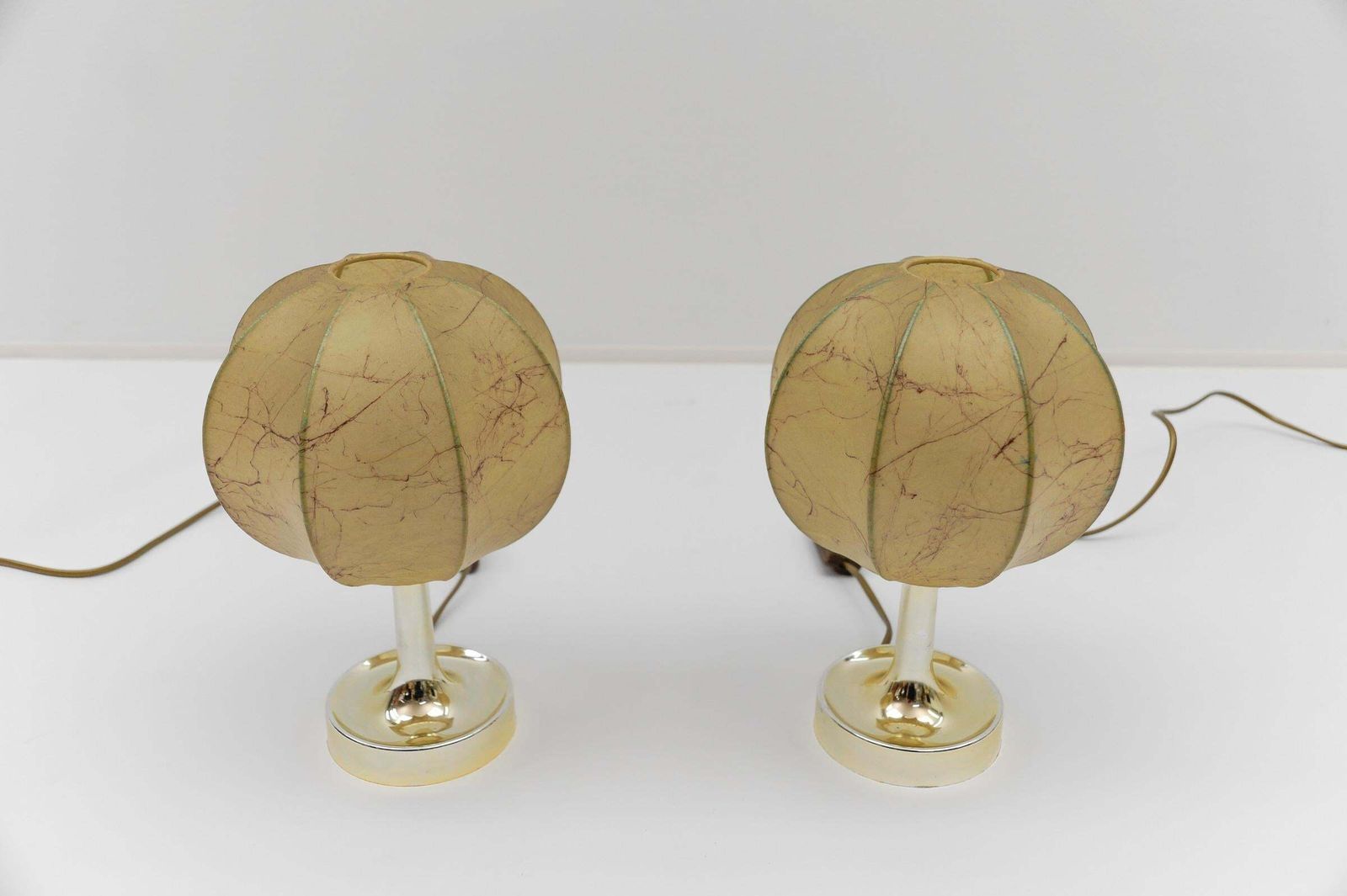 Pair Of Mid Century Modern Marbled Cocoon Tulip Table Lamps From Goldkant, 1950s photo buy
