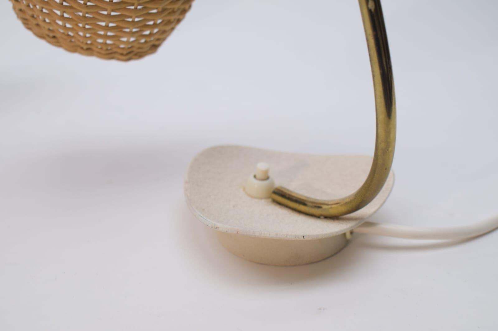 photo vinterior Pair Of Lovely Brass And Wicker Table Lamps From The 1950s, Austria
