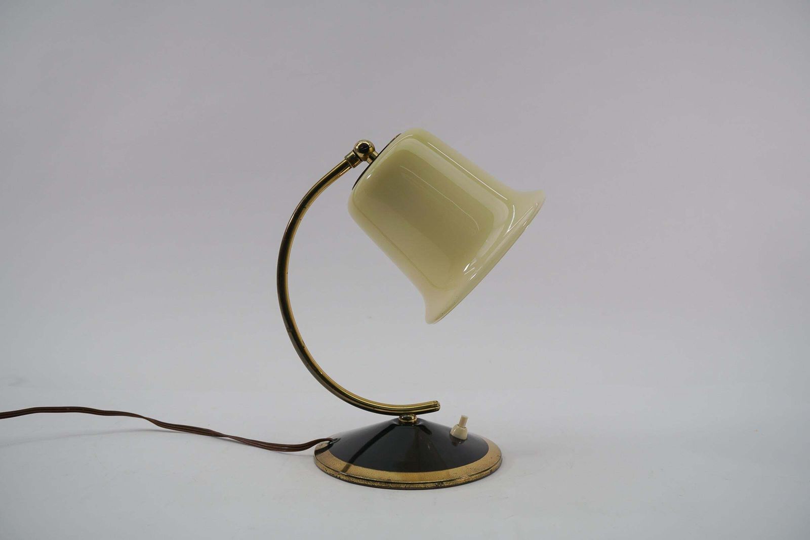 Lighting Lovely Midcentury Table Lampe Made In Glass And Brass, 1950s, Austria photo