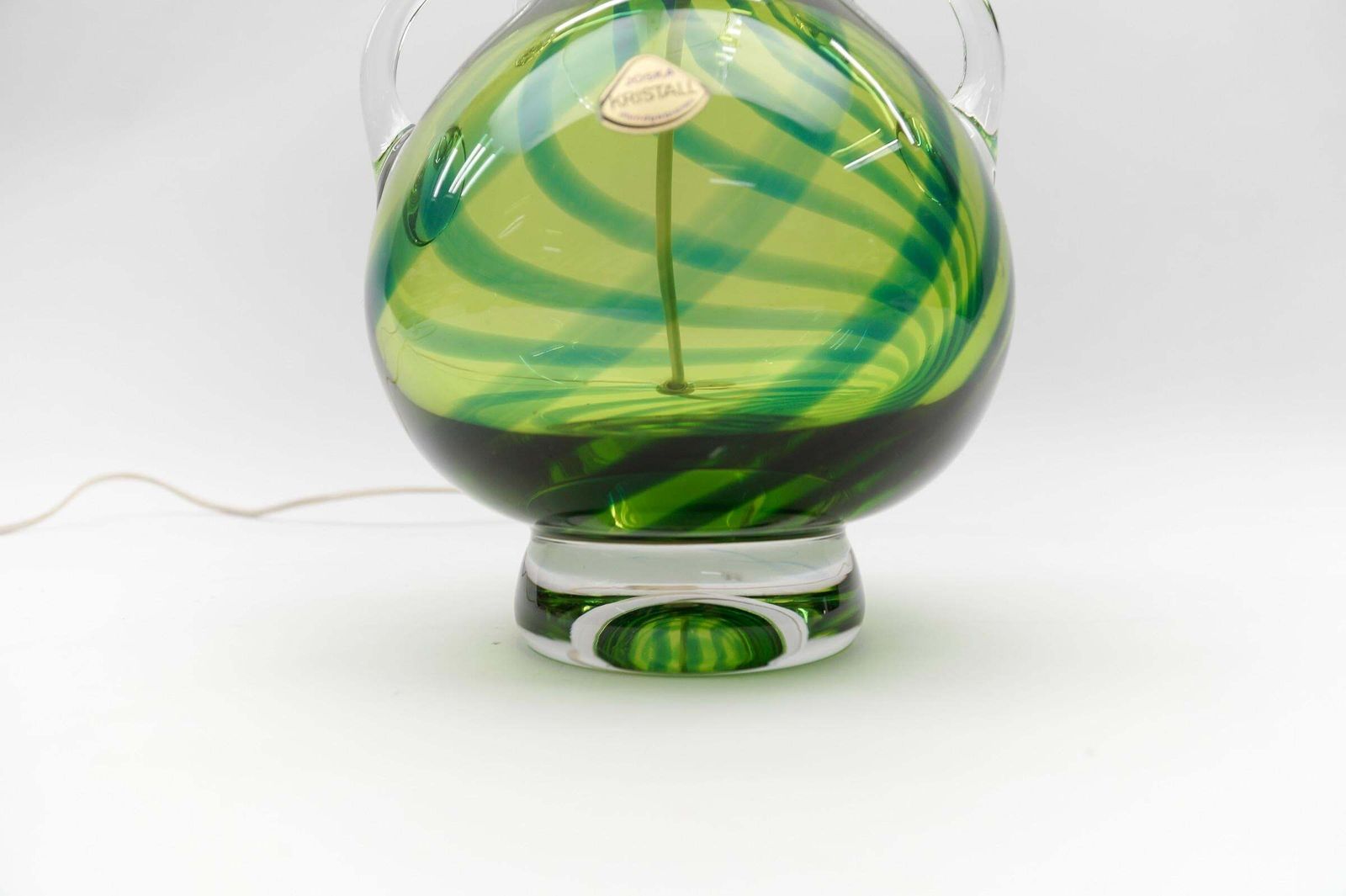 1019.0 Pair Heavy Mid Century Modern Handblown Glass Table Lamp By Joska, 1970s Germany photo