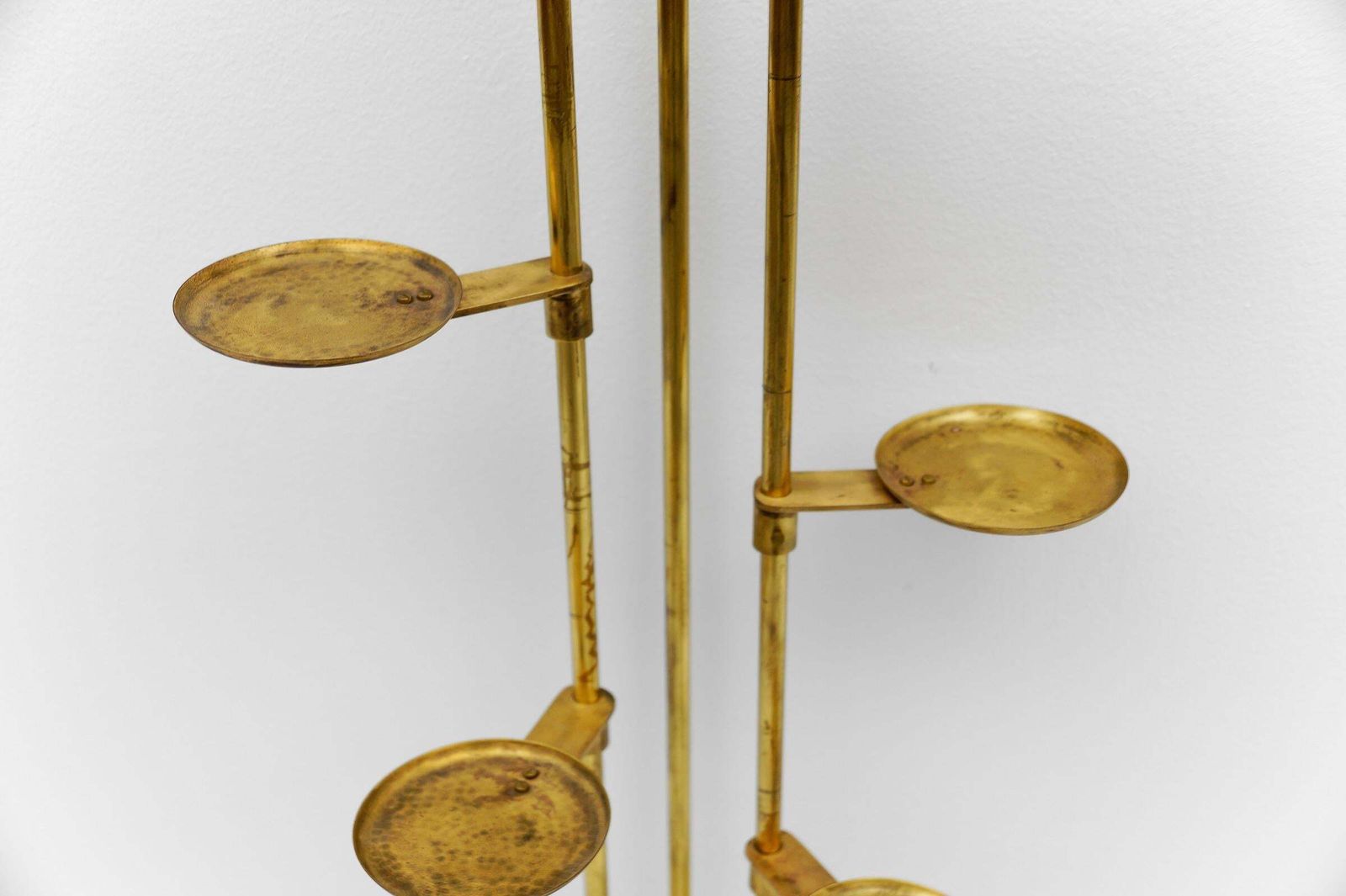 Mid Century Modern Brass Tubular Steel Wall étagère / Flower Stand, 1950s photo vintage