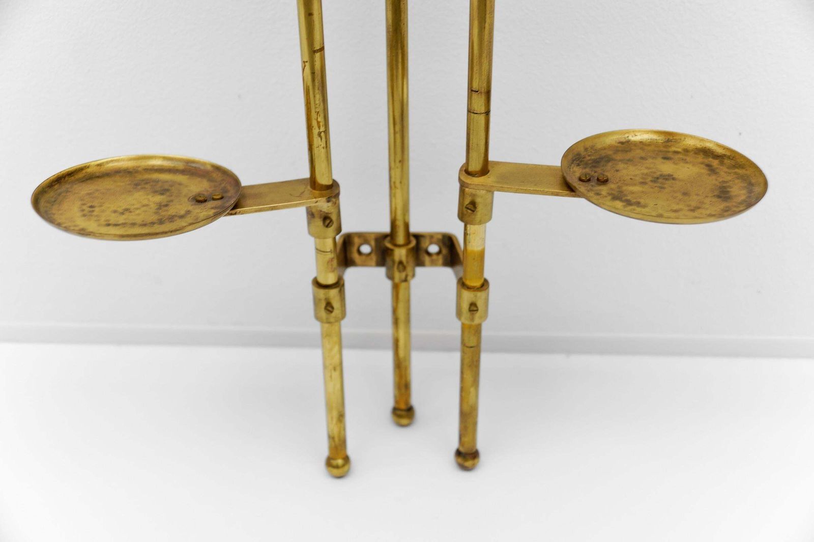 photo for sale Mid Century Modern Brass Tubular Steel Wall étagère / Flower Stand, 1950s