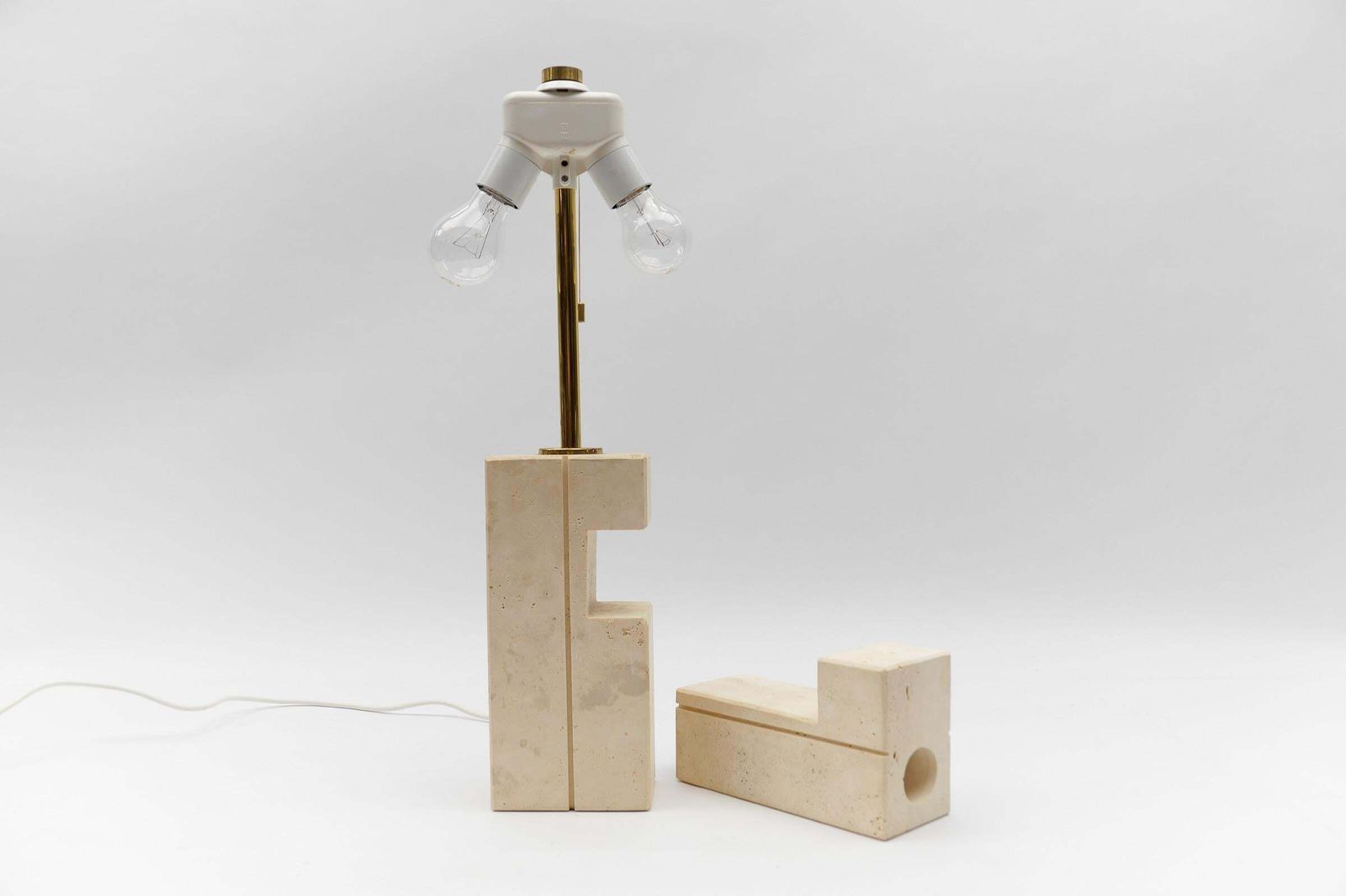 Lovely Travertine Table Lamp By Giuliano Cesari For Nucleo Sormani, 1960s, Italy photo 1571.0
