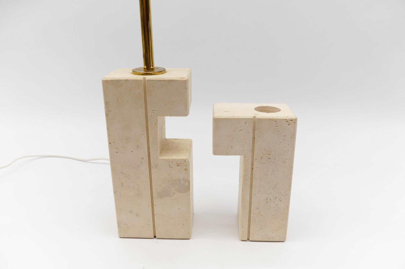 Lovely Travertine Table Lamp By Giuliano Cesari For Nucleo Sormani, 1960s, Italy photo vintage