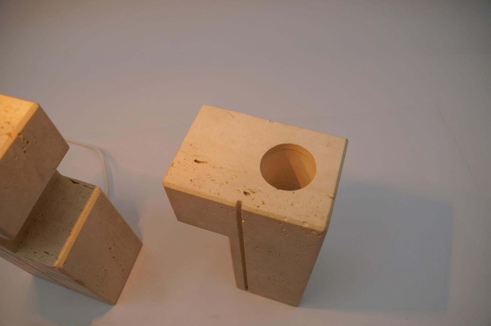 photo for sale Lovely Travertine Table Lamp By Giuliano Cesari For Nucleo Sormani, 1960s, Italy
