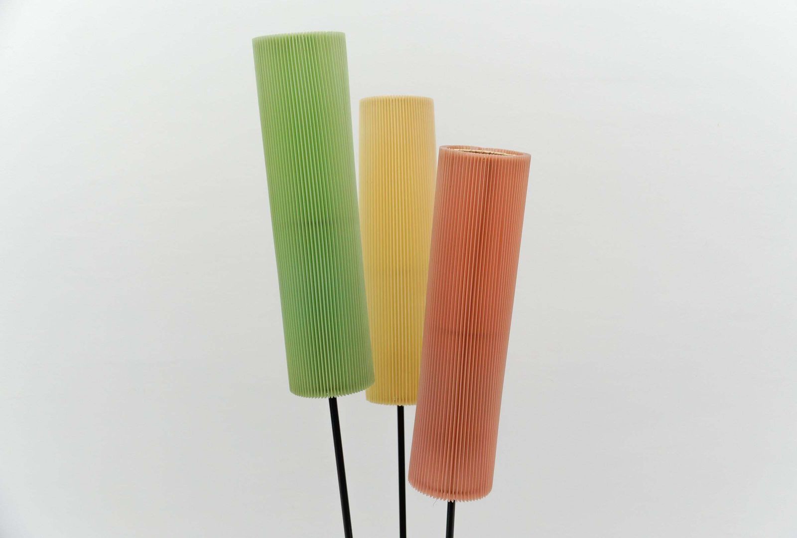 photo for sale Tripod Floor Lamp With Pleated Blind Lampshade Mid Century Modern, 1960s