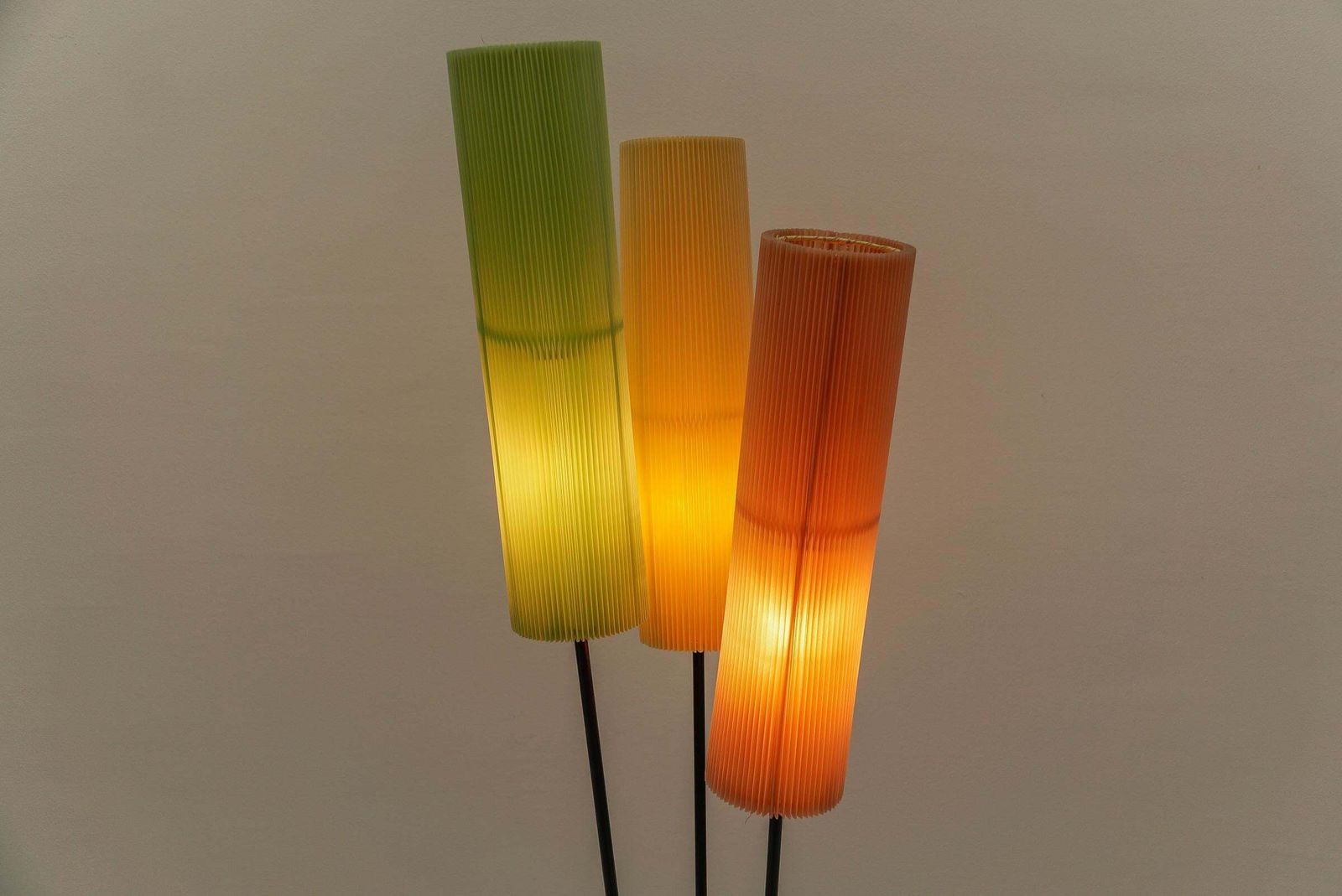 Lighting Tripod Floor Lamp With Pleated Blind Lampshade Mid Century Modern, 1960s photo