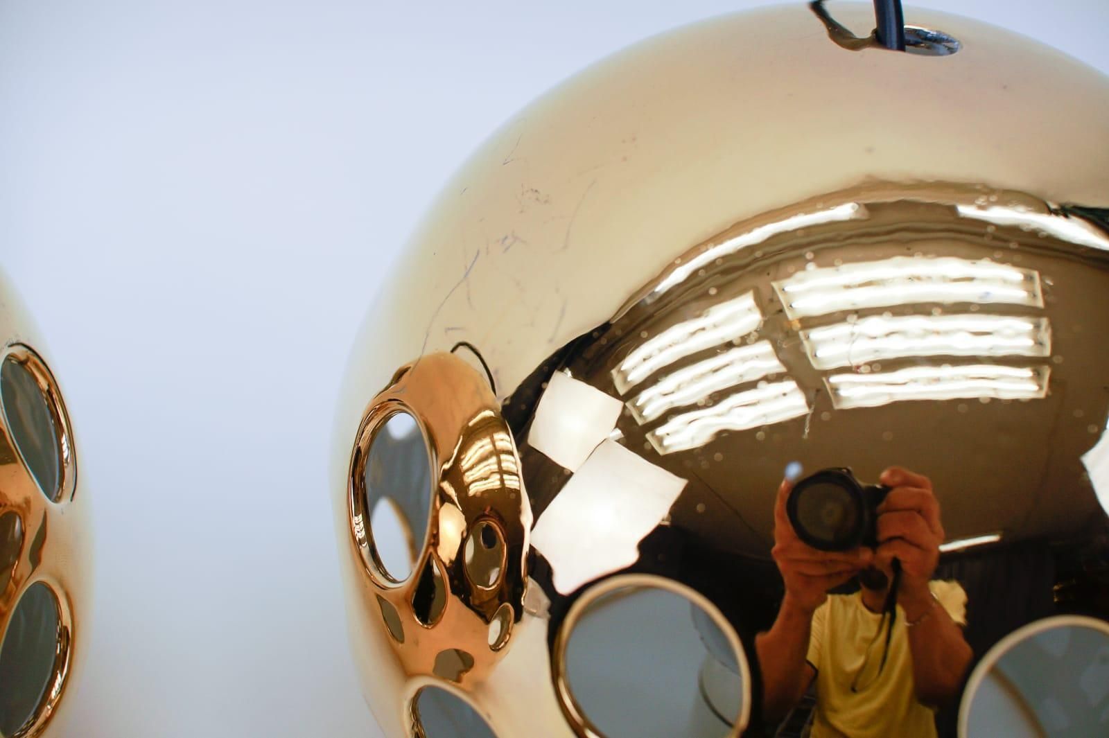 Lighting A Pair Of Very Rare Gold Glazed Ceramic Wall Lamps, 1960s Italy photo