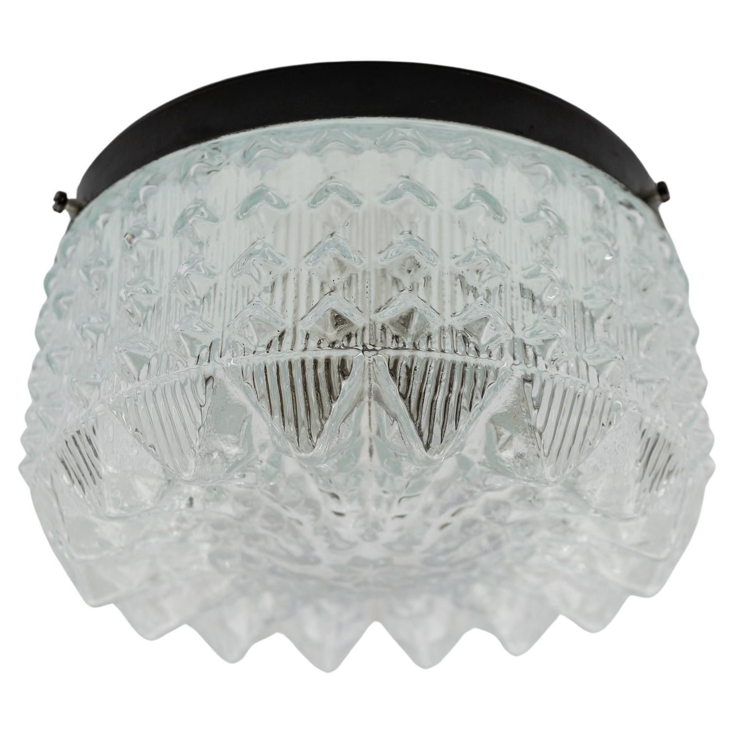 1. Of 2 Lovely Crown Glass Wall Lamp Or Flush Mount Light, 1960s Germany
