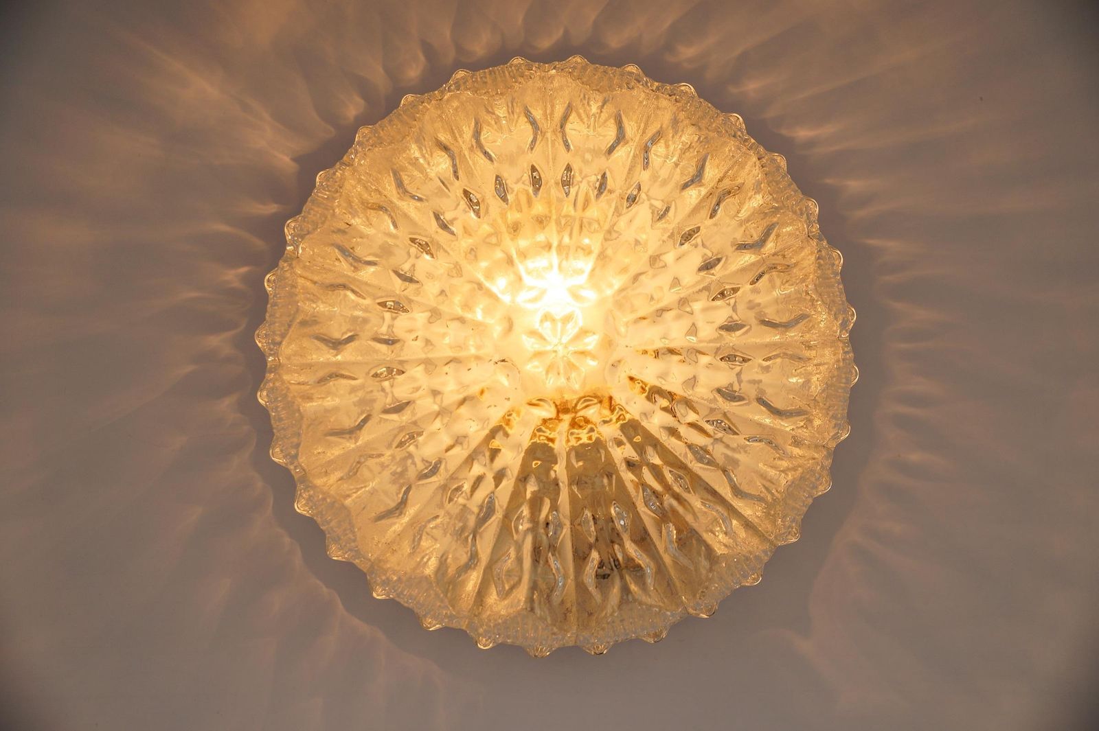 1. Of 2 Lovely Crown Glass Wall Lamp Or Flush Mount Light, 1960s Germany photo buy