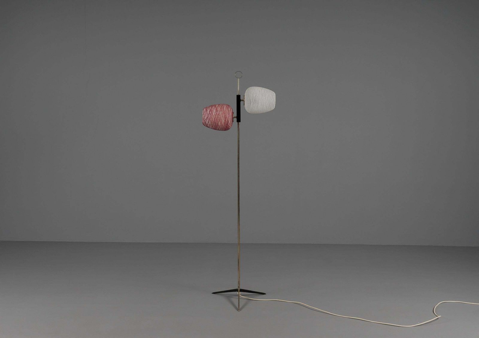 Elegant Tripod Floor Lamp With Two Glass Shades, 1950s photo furniture