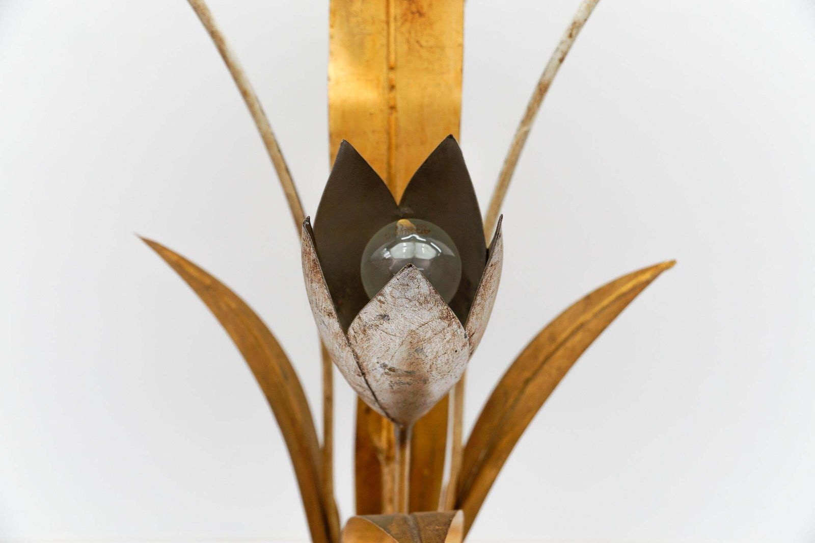 photo for sale Amazing Gilded Floral Floor Lamp By Hans Kögl, Germany, 1960s