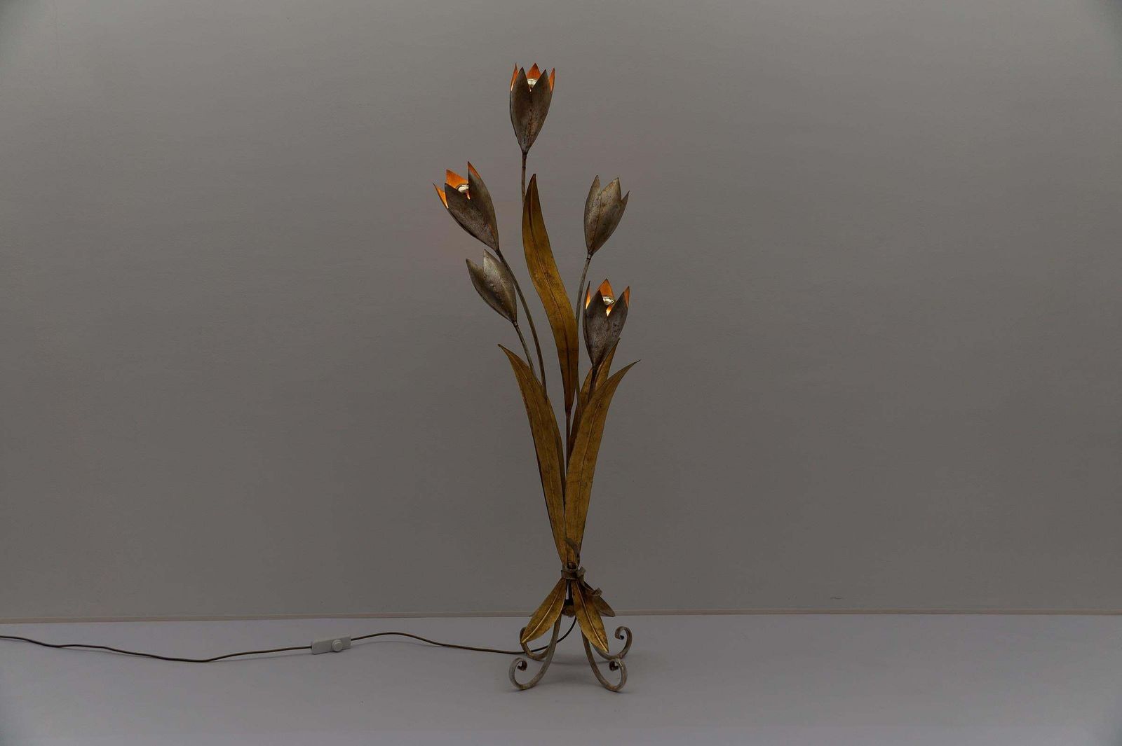 2506.0 Amazing Gilded Floral Floor Lamp By Hans Kögl, Germany, 1960s photo