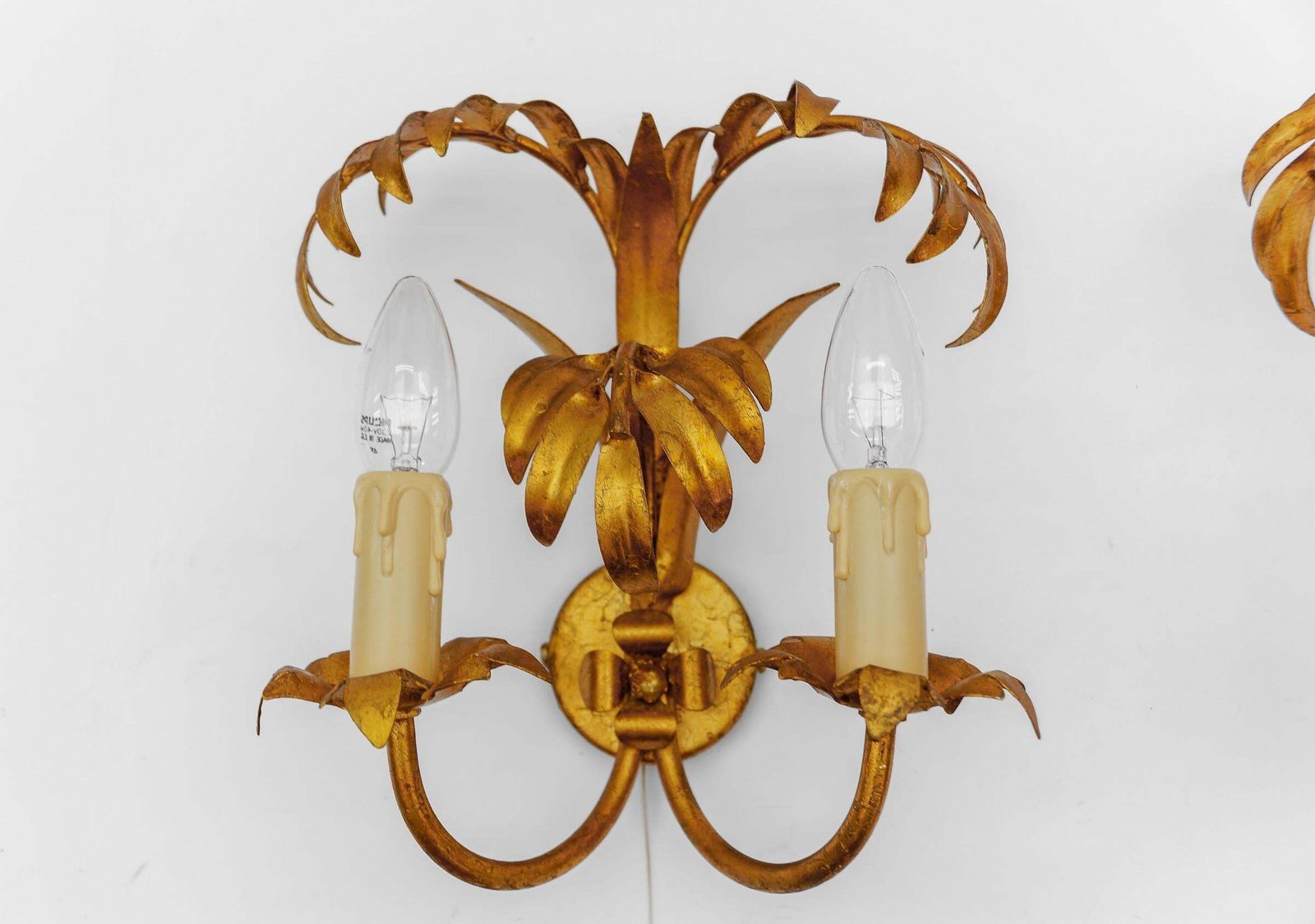 Pair Of Hollywood Regency Double Palm Wall Lights By Hans Kögl, Germany, 1970s photo 764.0
