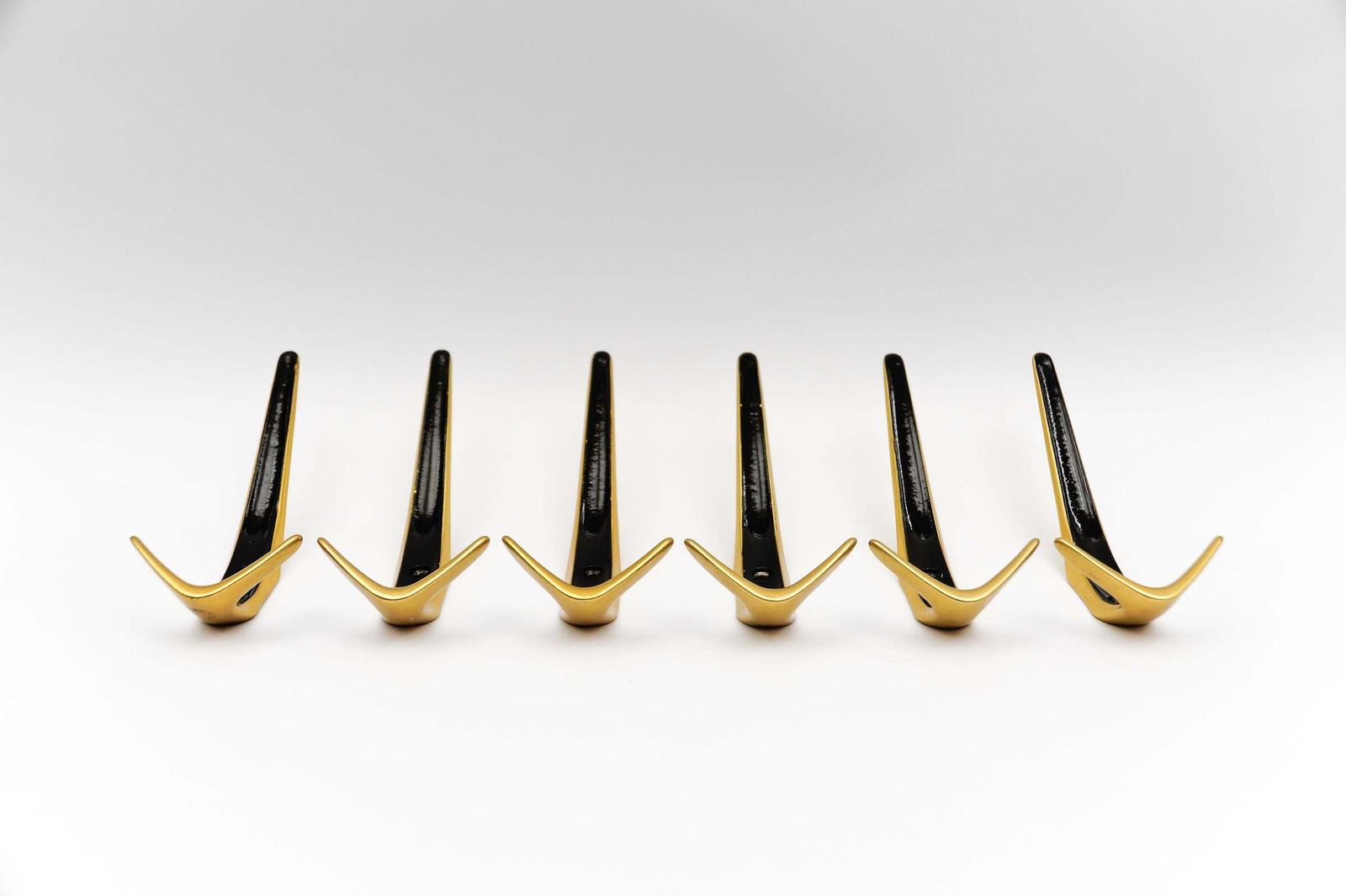 Set Of 6 Mid Century Modern Brass Wall Hooks, Austria, 1960s photo furniture