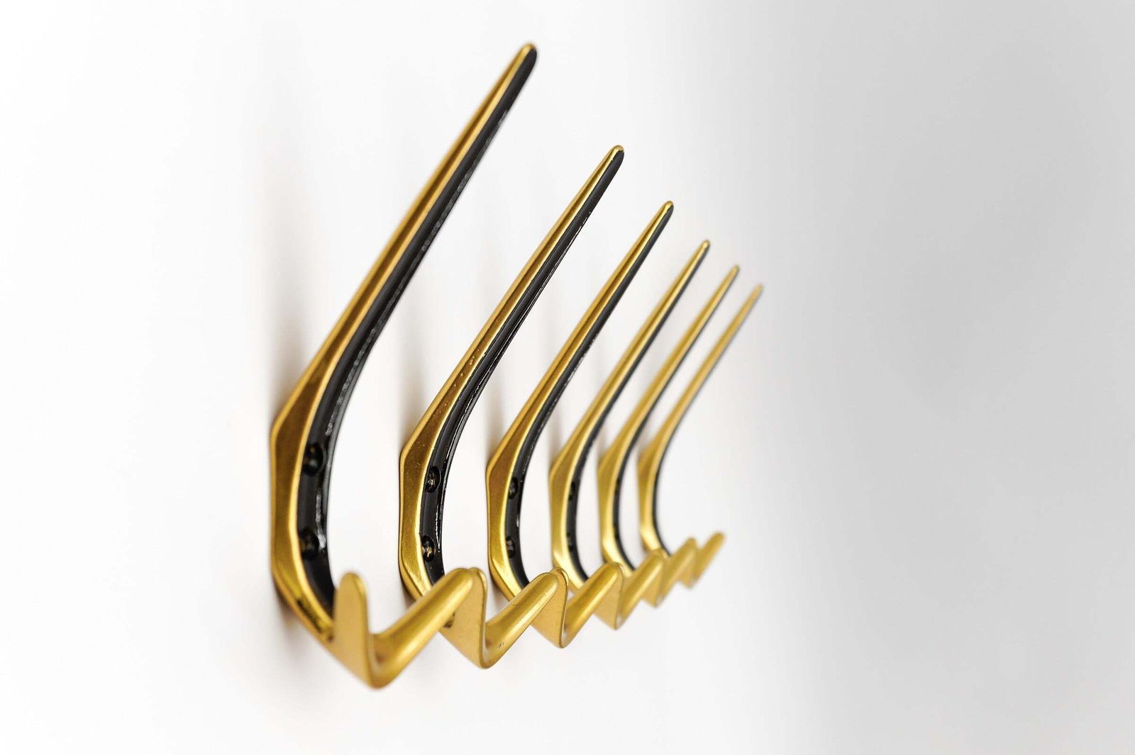 photo furniture Set Of 6 Mid Century Modern Brass Wall Hooks, Austria, 1960s