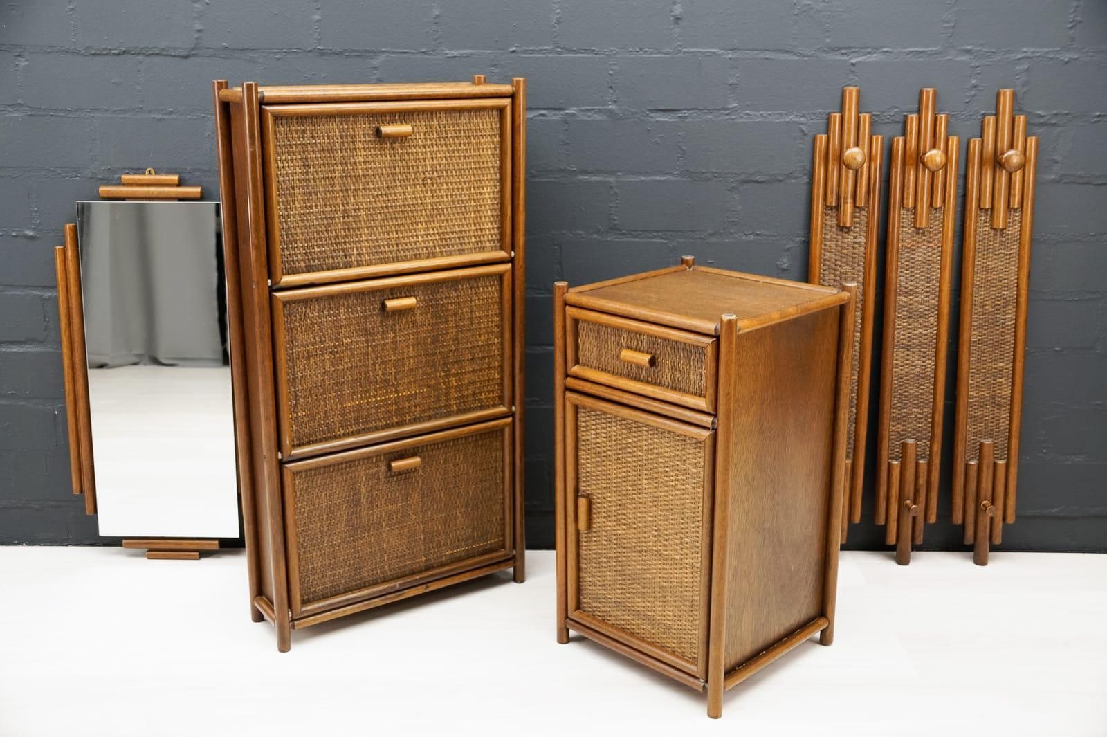 Lovely Rattan Wardrobe Set, 1970s Italy photo 1529.0
