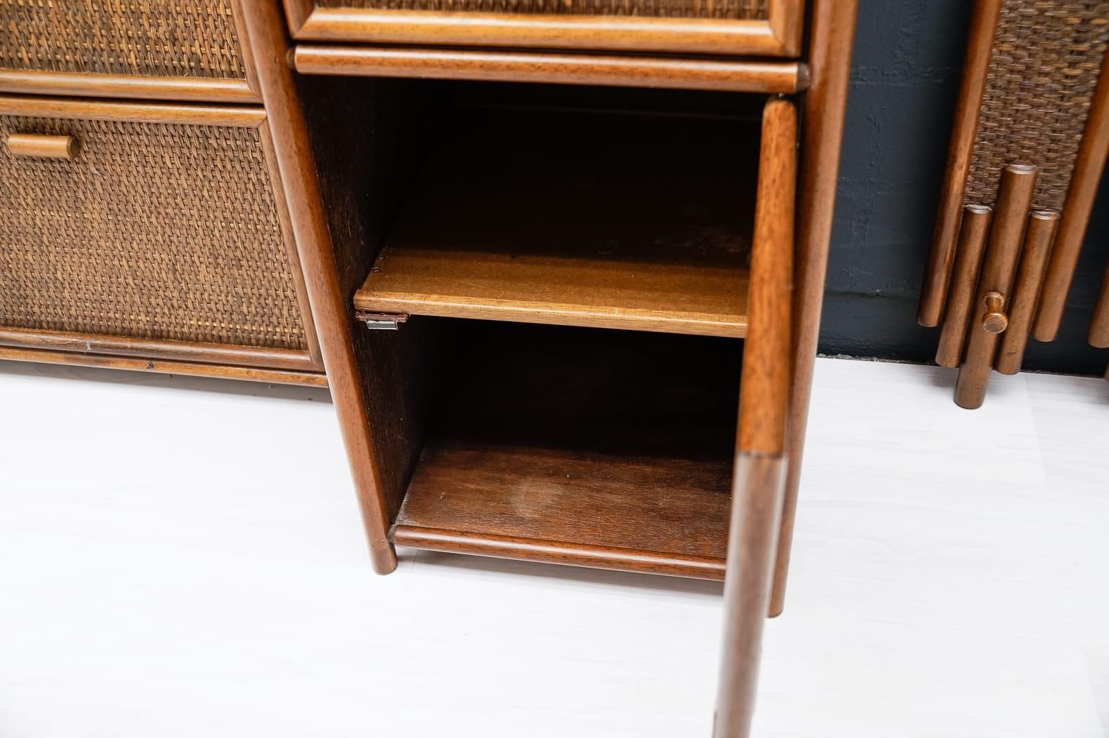 Lovely Rattan Wardrobe Set, 1970s Italy photo vintage