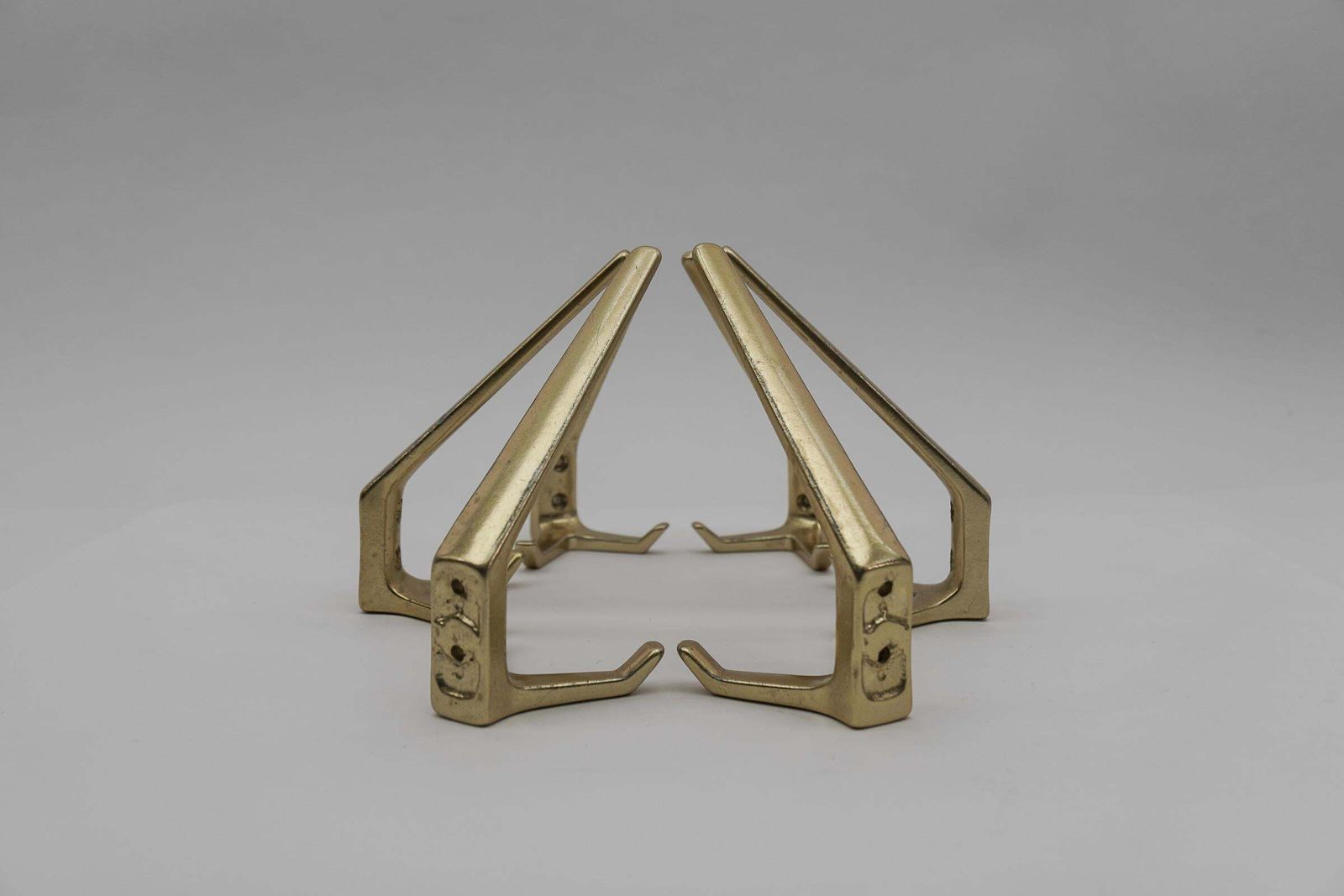 Set Of 8 Mid Century Modern Brass Wall Hooks, Austria, 1960s photo vintage